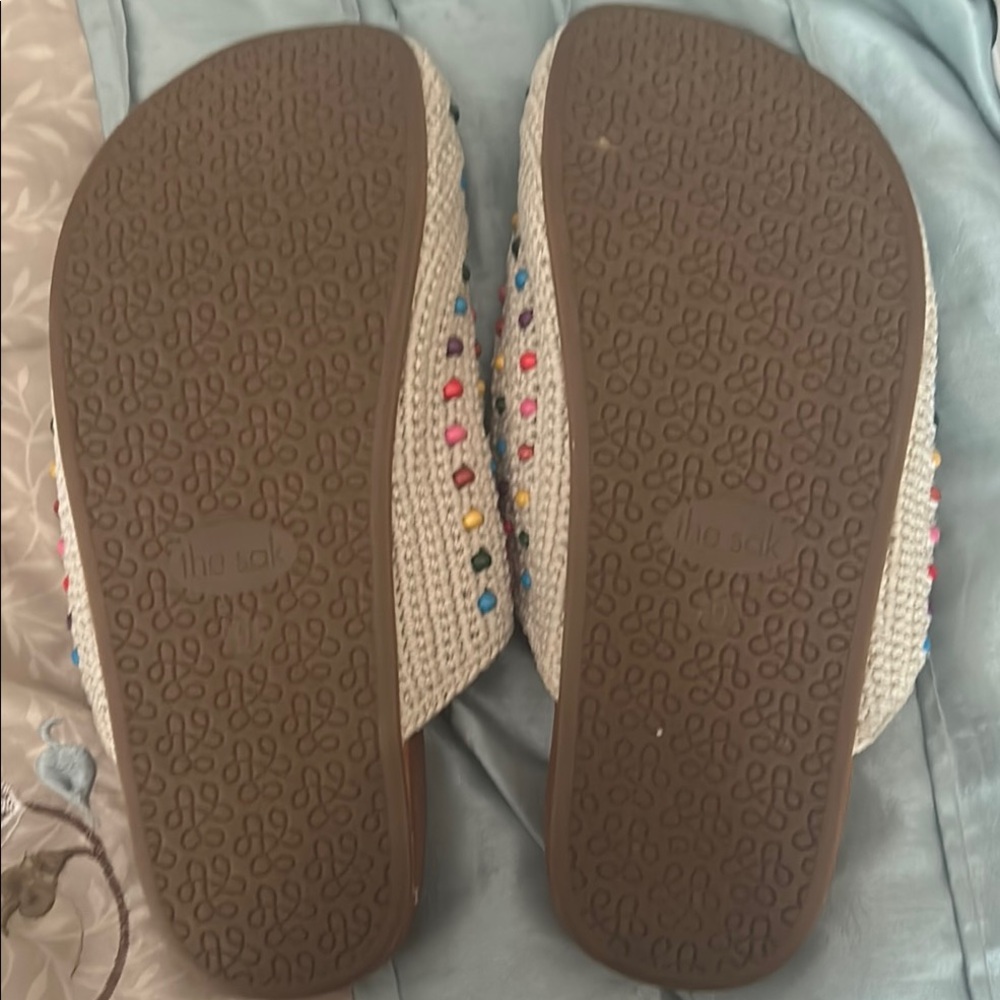The Sak Beige Crochet Slip-On Mules with Multicolor Embellishments - Picture 4 of 4